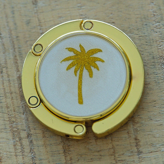 Golden Bag Hook with Palm Design - hooked DXB