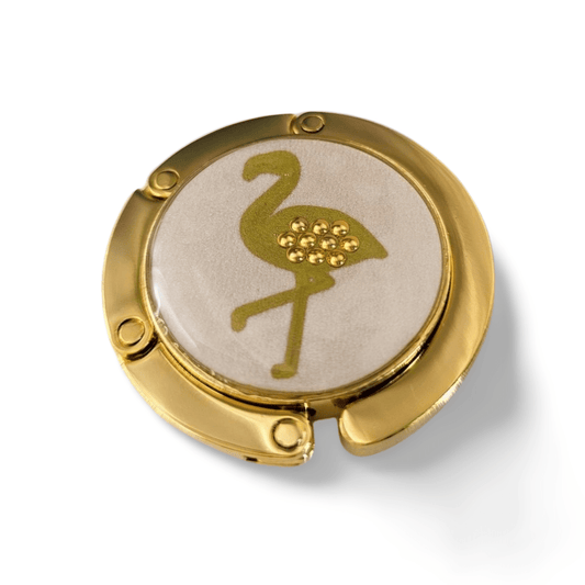 Golden Flamingo Purse hook - hooked DXB