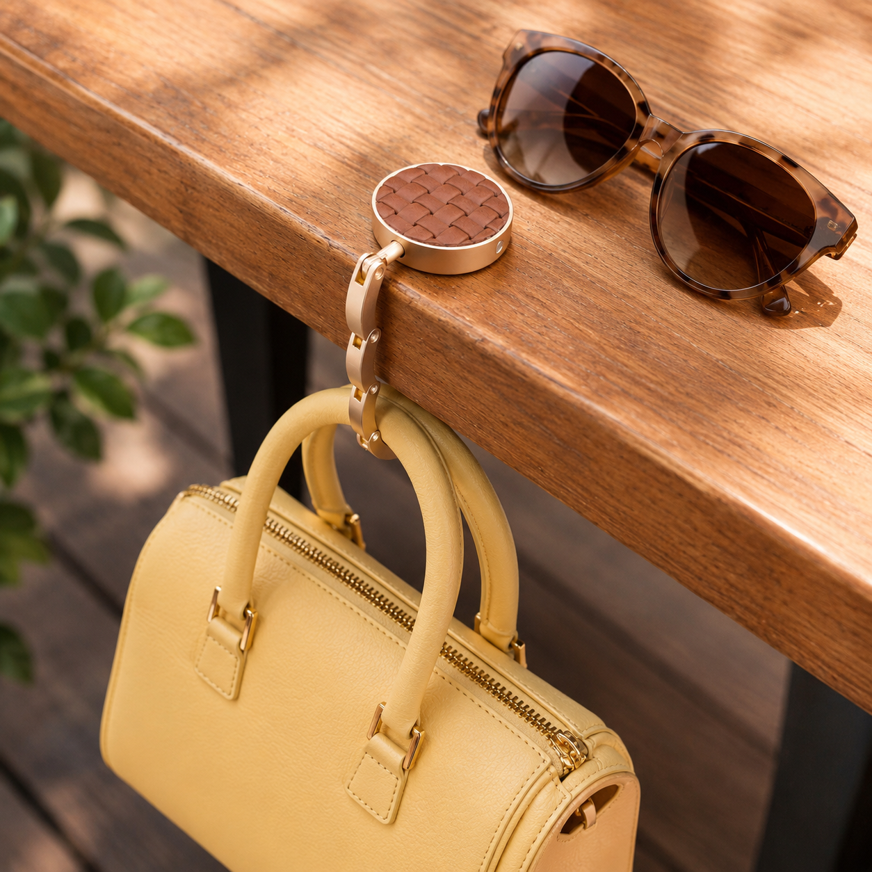 Purse hook wooven genuine leather