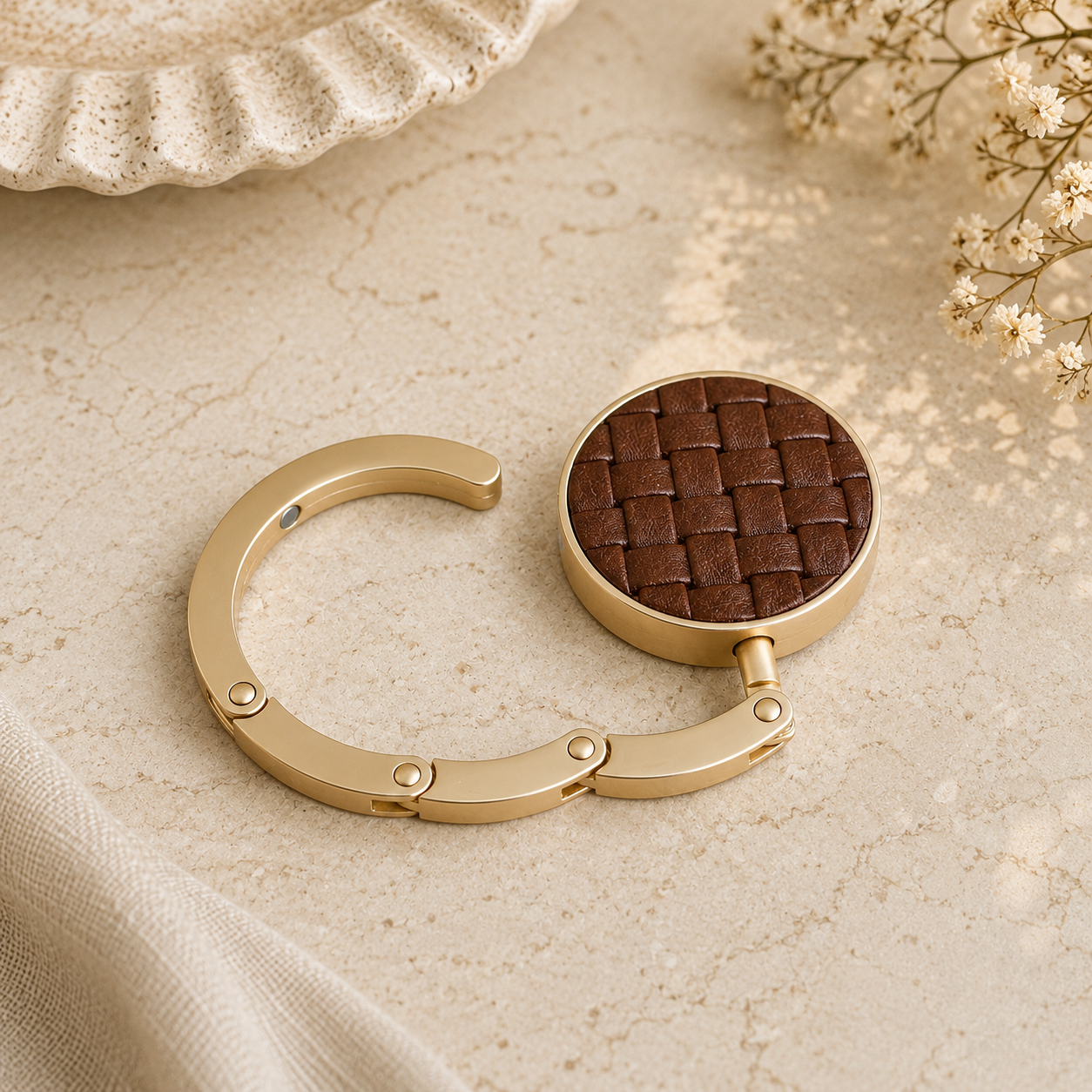 Purse hook wooven genuine leather