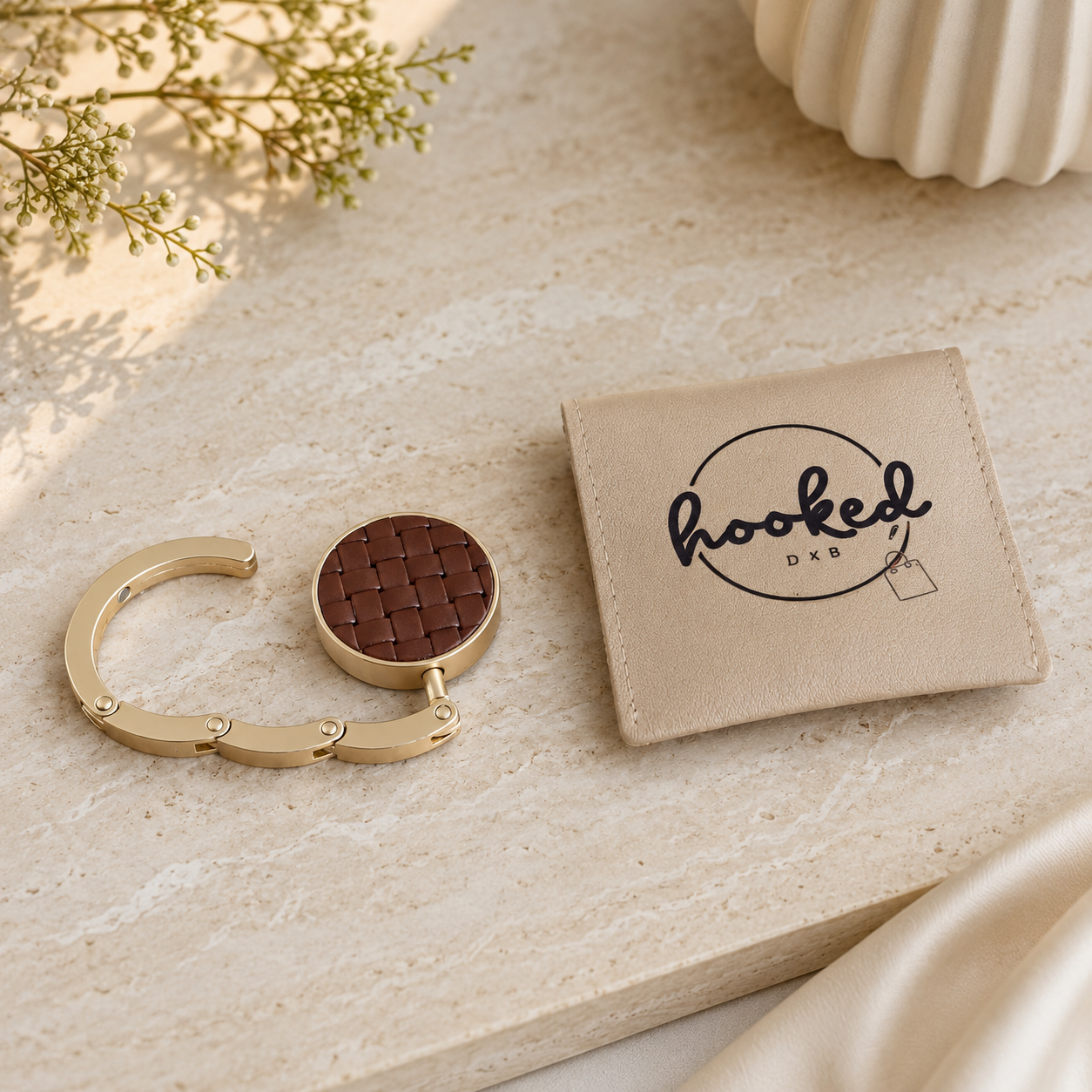 Purse hook wooven genuine leather